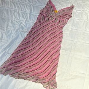 Catherine Malandrino 100% Silk Pink Striped Dress